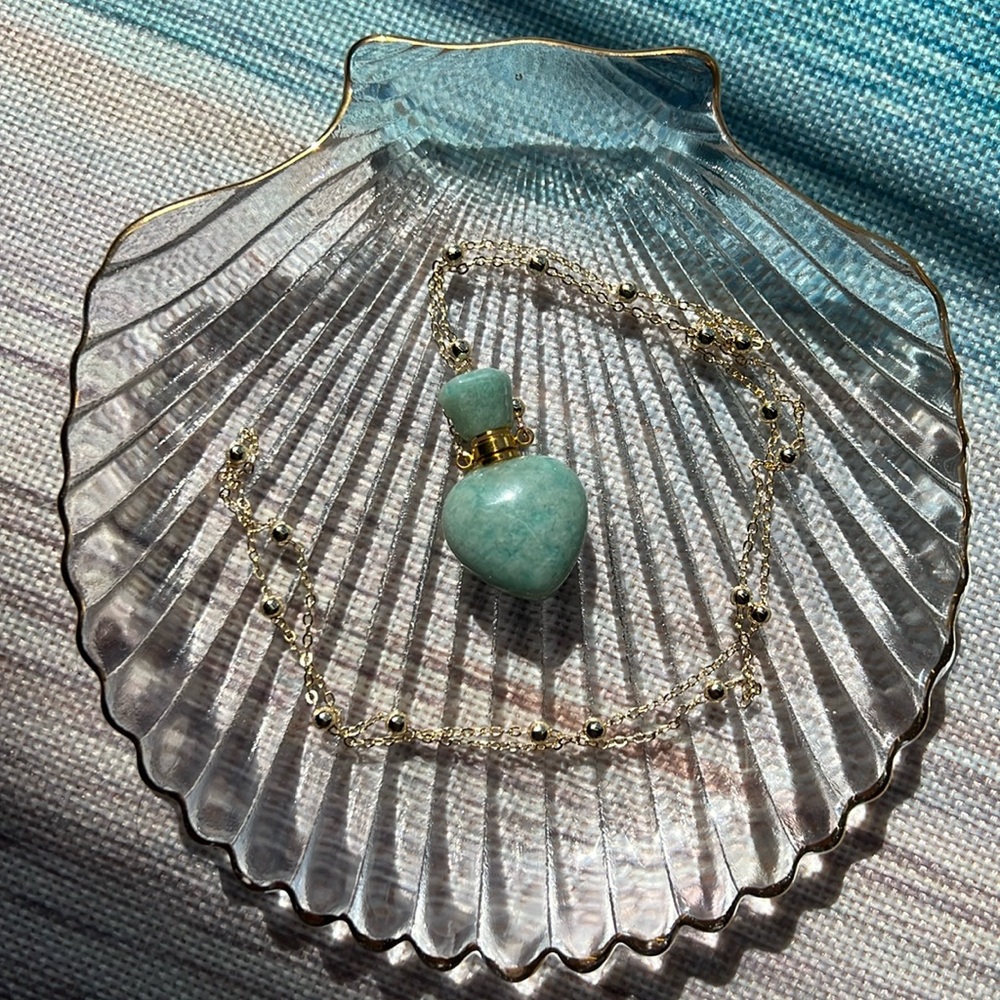 M22 High Quality Amazonite Perfume Bottle Necklace with Long Ball Chain Length